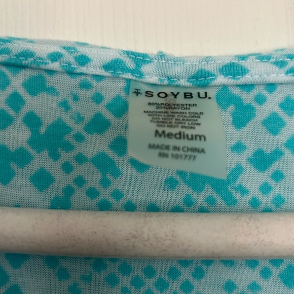 Soybu blue and white light weight long sleeve tee shirt. Hoodie - Picture 2 of 3